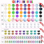 130 pcs Acrylic Beads for Pen Making, Includes Rondelle Spacer and 15mm Bubblegum Beads, for Jewelry Making, Bracelets, Beadable Pens