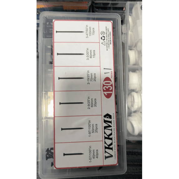 130-piece hardware nail set, black nails, for hanging paintings, 6 sizes of picture nails, small nails, wall nails, wooden nails, decorative nails