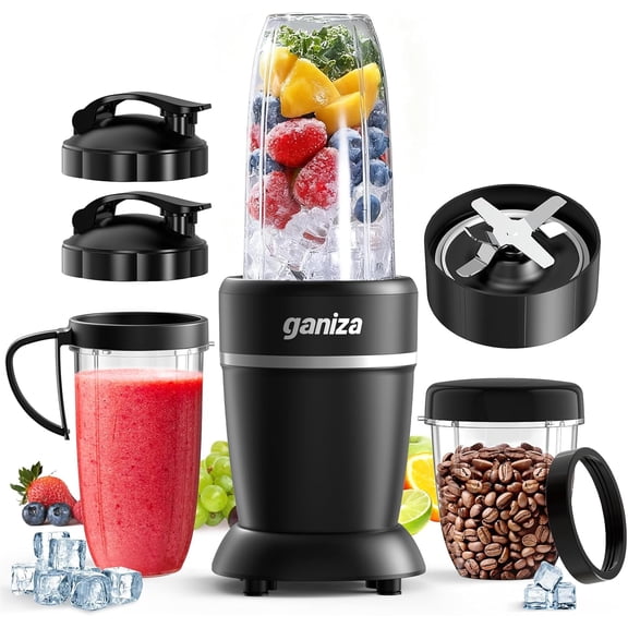 1300 Watt Personal Blender and Grinder Combo with 6-Leaf Blade, 23 oz Jar and Two 37 oz To-Go Cups, Black Bestseling
