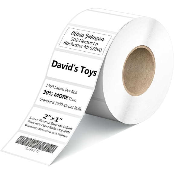 1300 count 2x1 Direct Thermal Labels Fit for ZD411 ZD410 LP2824, 2" x 1" Matte White Return Address Labels Compatible with Rollo, , Munbyn, Jadens, Arscan Label Printers