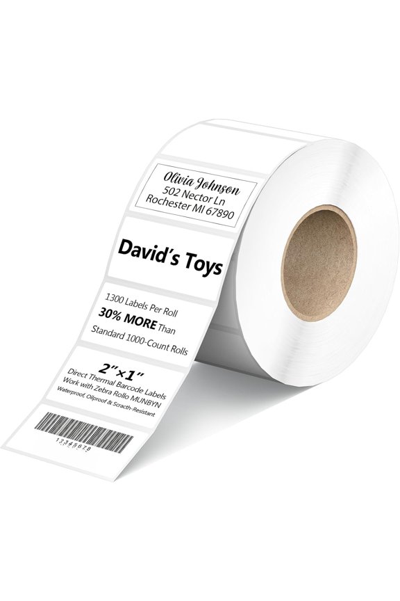 1300 count 2x1 Direct Thermal Labels Fit for ZD411 ZD410 LP2824, 2" x 1" Matte White Return Address Labels Compatible with Rollo, , Munbyn, Jadens, Arscan Label Printers