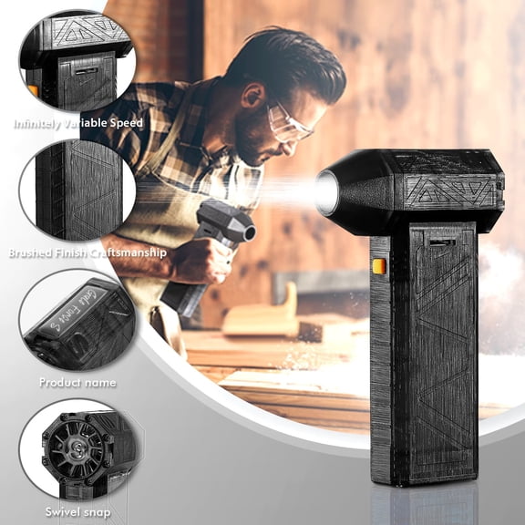 130000 RPM Violent Fan Hair Dryer Car Vacuum Cleaner 2 in 1, 4000mAh Brushless Motor Cordless 3 Speed, High Power Mini Suction Dust Blower for Keyboard PC Electronics