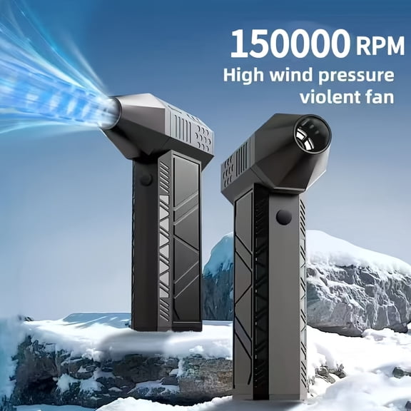 130000RPM High-Speed Turbo Air Blower, USB-C Fast Charging with Adjustable Wind Power, Rechargeable Powerful Fan for PC Cleaning, Car Dust Removal, Leaf Blowing & Quick Cooling