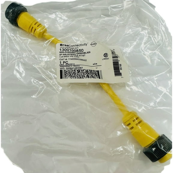 1300100850 Cable CIRC 4POS Male TO Female ST/ST 0.2M #18/4 TPE Cord, CAT# 114030K03M002