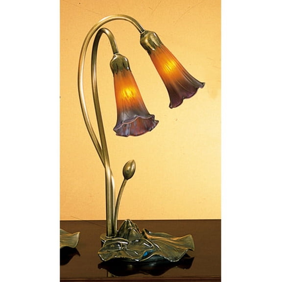13008 Meyda 16"H Amber/Purple Pond Lily 2 Lt Accent Lamp