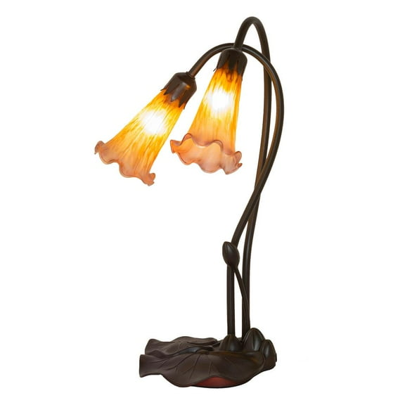 13008 Meyda 16"H Amber/Purple Pond Lily 2 Lt Accent Lamp