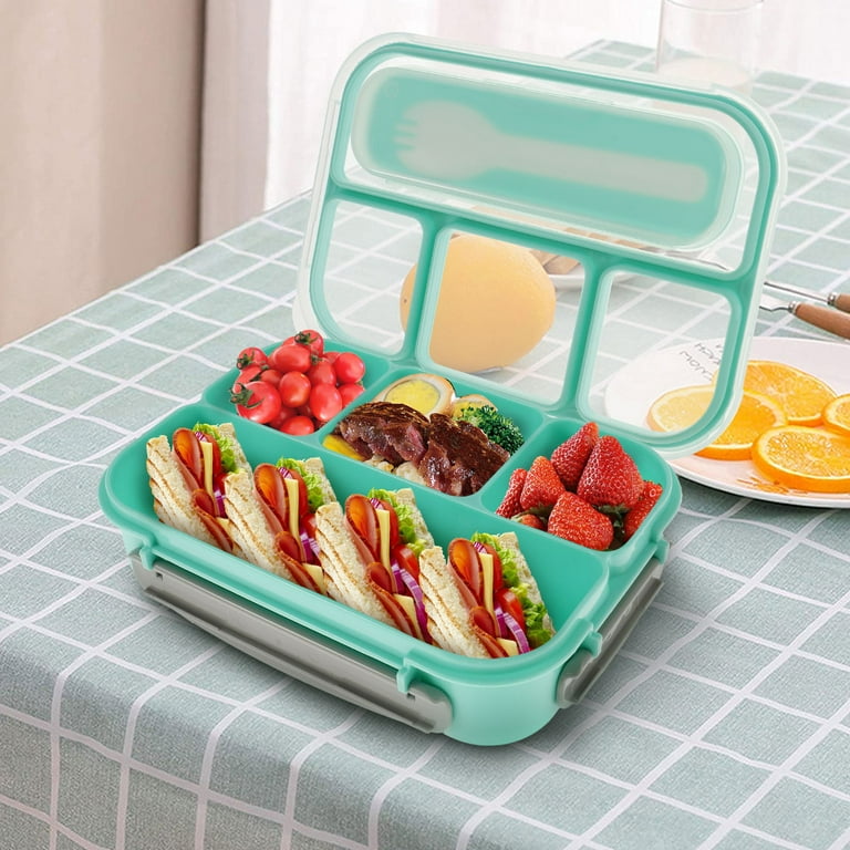 Lunch Box 1300ml 4 Compartments BPA Free Bento Box Sealed Leak-Proof Meal Box Microwave Freezer Dishwasher Safe Portable Food Container for Home