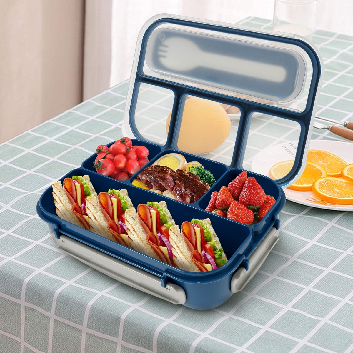 Bento Box, Lunch Box Kids, 1300ml Bento Box Adult Lunch Box With 4  Compartment&food Picks Cake Cups, Lunch Box Containers For  Adults/kids/toddler, Lea