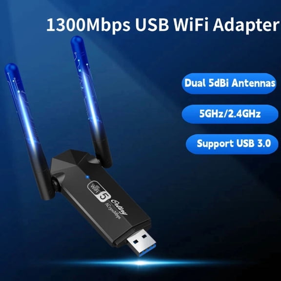 1300Mbps Long Range Dongle Usb 3.0 Wifi Adapter Dual Band For Pc Laptop Notebook