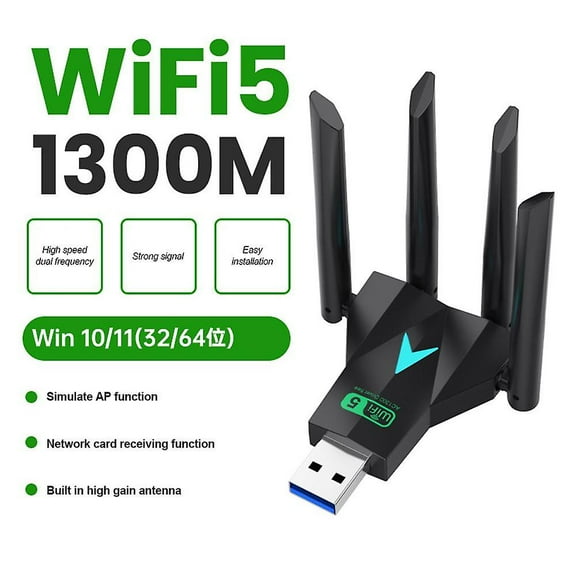 1300Mbps USB 3.0 WiFi Adapter Dual Band 2.4Ghz/5Ghz Wireless WiFi Dongle Antenna USB Ethernet Network Card Receiver For Laptop PC Driver Free