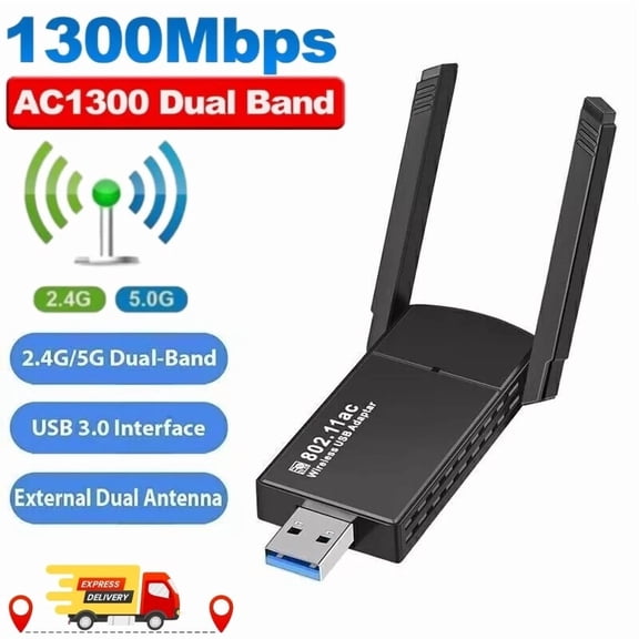 1300Mbps Usb 3.0 Wireless Wifi Adapter Receiver 2.4Ghz / 5.0Ghz Dual Band Dongle