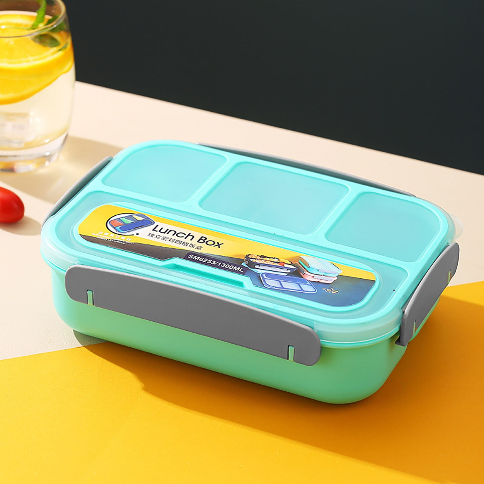 1300Ml Leakproof Bento Box with 4 Compartments for Adults Microwave and