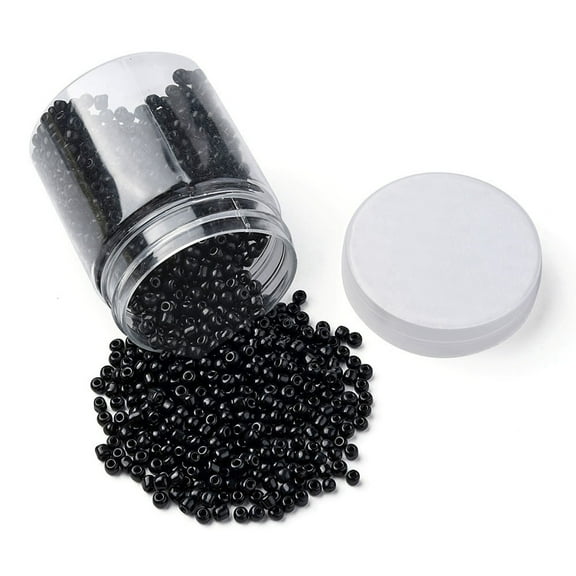 1300Pcs 6/0 Glass Seed Beads Opaque Colours Seed Round Small Craft Beads for DIY Jewelry Making Black 4mm Hole:1.5mm