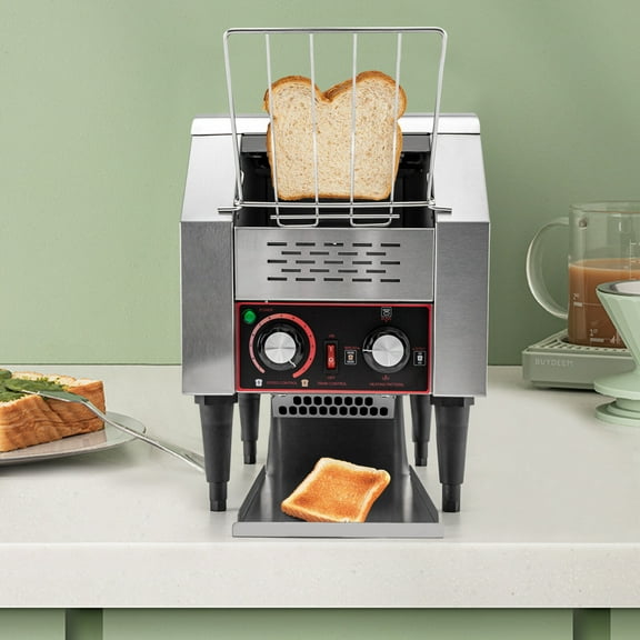 1300W 150Slices/H Commercial Conveyor Toaster Electric Bread Baking Machine 110V Silver 16.42*11.22*15.27in