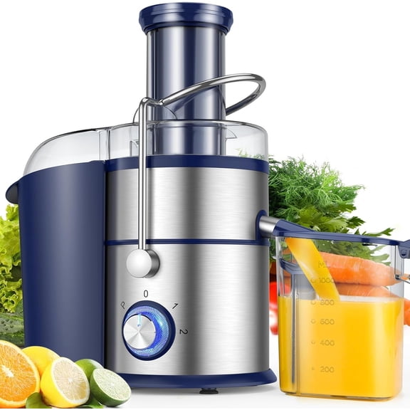 1300W Centrifugal Juicer Machines, Juice Extractor with 3inch Feed Chute, Full Copper , Titanium-Plated Filter, High Juice Yield, 3 Speeds Mode, Brush included, Non-BPA, Blue