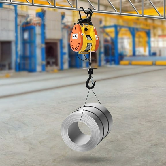 1300W Electric Hoist 500lbs Portable Winch Crane Lift 95ft Lifting Wired Control