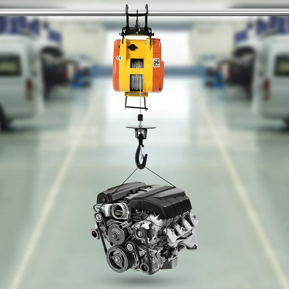 1300W Electric Hoist 500lbs Portable Winch Crane Lift 95ft Lifting Wired Control