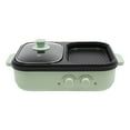 thumbnail image 1 of 1300W Hot Pot Electric with Grill, 1L,0.2L 2 in 1 Indoor Non-Stick Electric Pot and Griddle for Korean BBQ, Steaks, Shabu Shabu,Independent Dual Temperature Control, Fast Heating, Green, 1 of 14