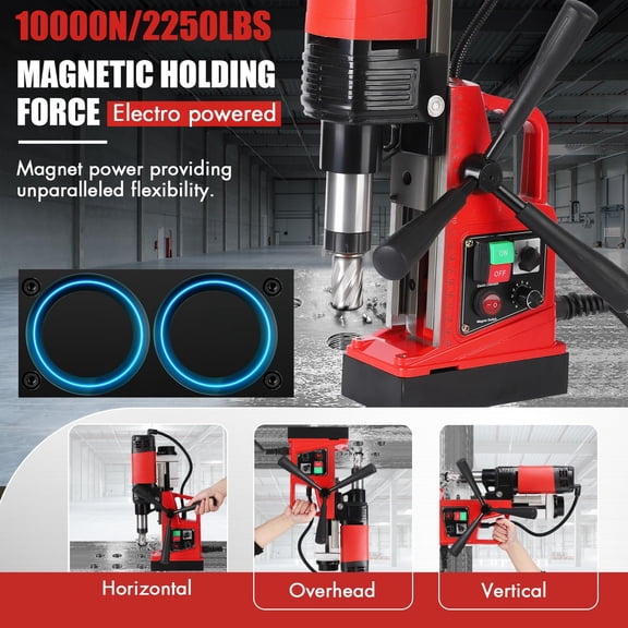 1300W Magnetic Drill Press – 1.6" Max Drilling Diameter, 810RPM, 2922lbf, 11-Piece Double Track Set, Heavy Duty Portable Mag Drill for Metal