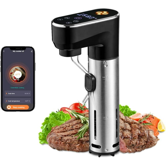 1300W Sous Vide Cooker,WIFI Sous Vide Machines,Immersion Circulator,Precision Cooker,Recipes,Accurate Temperature and Time Control,IPX7 Waterproof,Ultra Quiet,Fast Heating,APP Recipes Timer