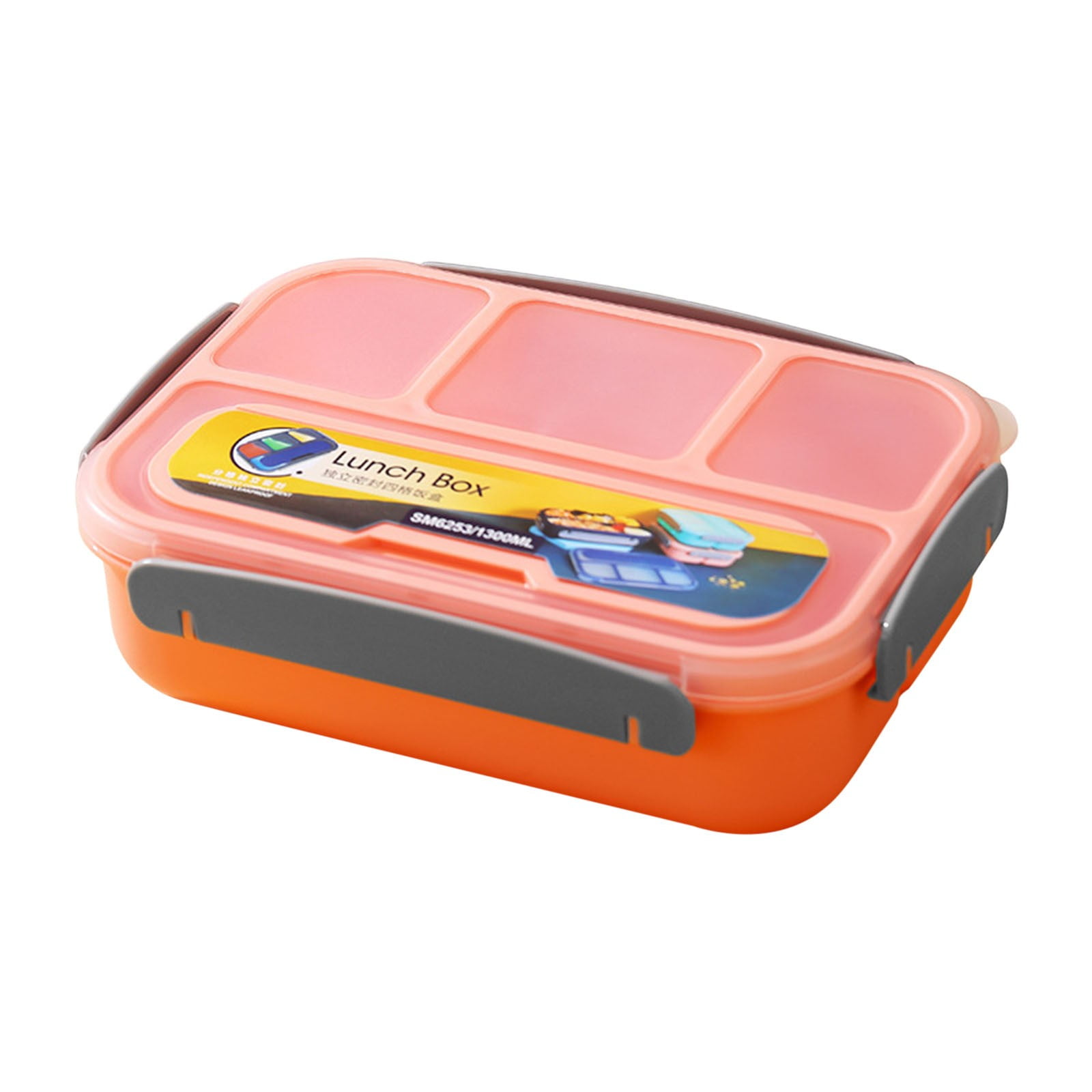 1300ml Leakproof Bento Box with 4 Compartments for Adults Microwave and