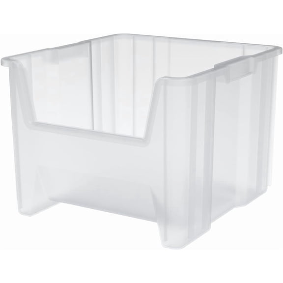 13018 Stak-N-Store Stackable Storage Bins, Heavy Duty Garage Containers, Open Front Plastic Organizer for Tools, Shelves, Closet Organizer, 17-1/2" x 16-1/2" 12-1/2", Clear, 2-Pack