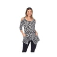 thumbnail image 1 of 1305-301-XL Leopard Cold Shoulder Tunic Top, Black - Extra Large, 1 of 1