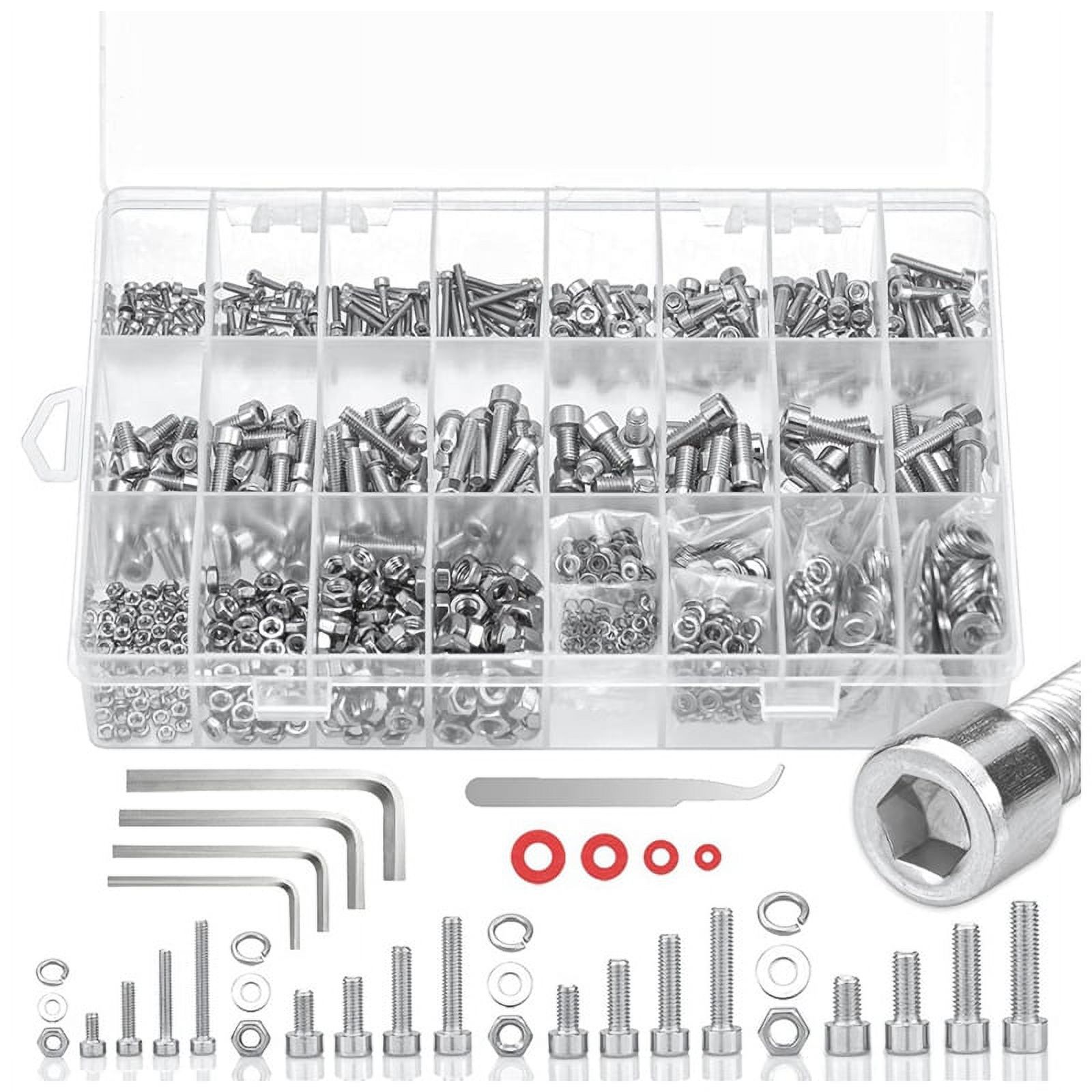 1305Pcs Metric Screw Aassortment, Bolts and Nuts Kit M2M5 Hex Socket