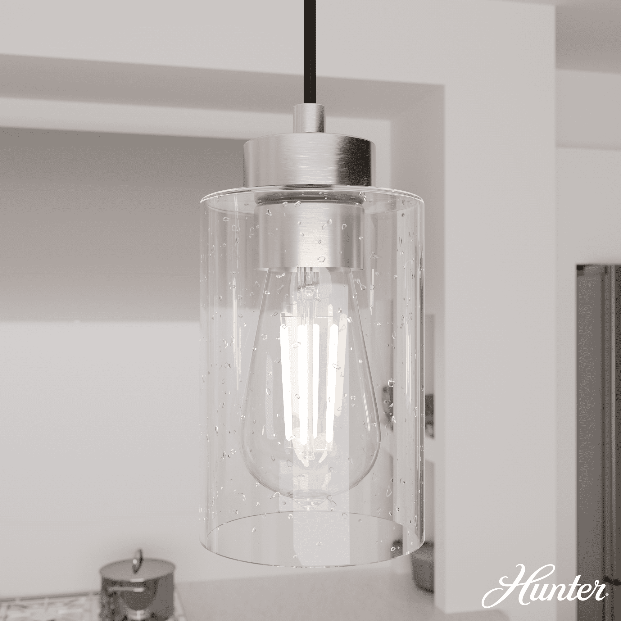 Hartland Seeded Glass 3-Light Brushed Nickel Linear Pendant