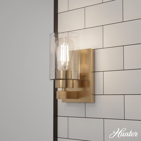 Hunter - Hartland 1-light Alturas Gold, Small Sconce Light, Dimmable, Transitional Style, for Bedrooms, Dining, Living Rooms - 13072
