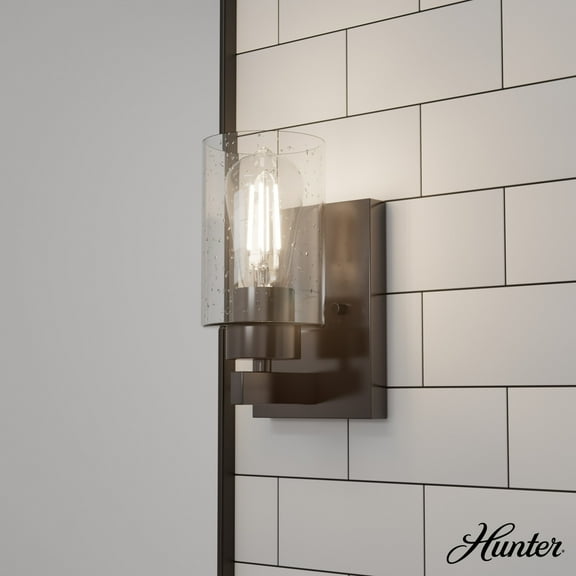 Hunter - Hartland 1-light Noble Bronze, Small Sconce Light, Dimmable, Transitional Style, for Bedrooms, Dining, Living Rooms - 13073