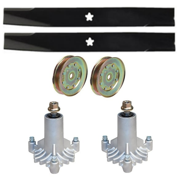 2 Spindle Assemblies with Pulleys and Blades Fits Husqvarna Replaces 130794