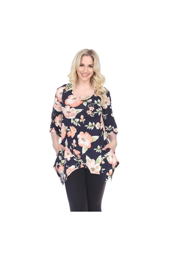 1308-84-XL Flower Blanche Top-Tunic, Peach - Extra Large