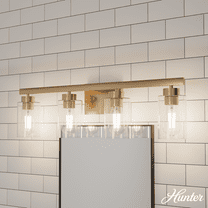 Hunter - Hartland 4-light Alturas Gold, Medium Size Vanity Light, Dimmable, Transitional Style, for Bedrooms, Kitchens, Dining, Living Rooms - 13081