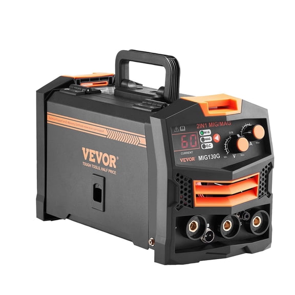 130A IGBT Inverter MIG Welder,110V Portable Gas/Gasless Flux Core Welding Machine with Digital Display&Synergic Control