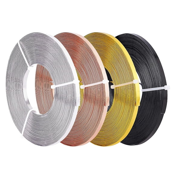 130FT 4-Colors Aluminum Flat Wire (5mm Wide) Silver Gold Bendable Craft Wire for Bezel Jewelry Earring Ring MakingDIY