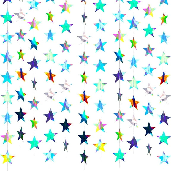 130FT Glitter Star Paper Garland Banner Hanging Decoration for Wedding Graduation Birthday Baby Shower Festival Party