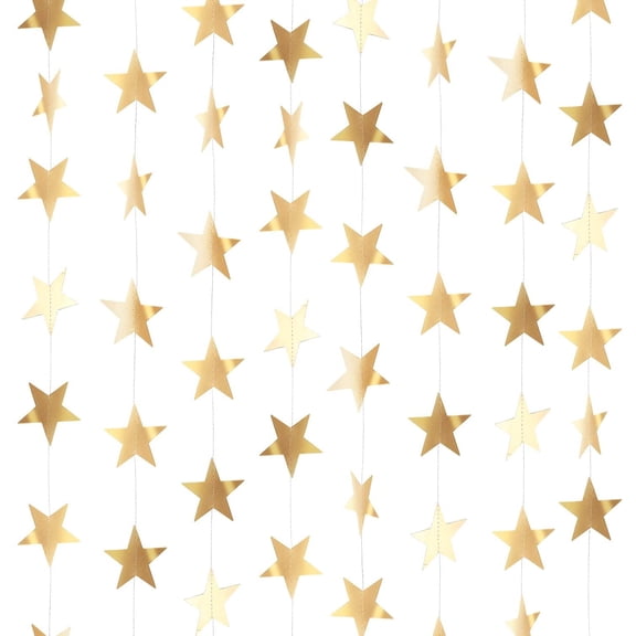 130FT Glitter Star Paper Garland Banner Hanging Decoration for Wedding Graduation Birthday Baby Shower Festival Party