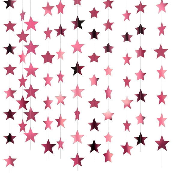 130FT Glitter Star Paper Garland Banner Hanging Decoration for Wedding Graduation Birthday Baby Shower Festival Party