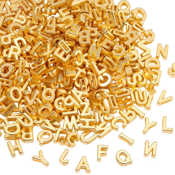 130G Resin Letter Beads Large Alphabet Bead Gold 3D A-Z Initial Charms Loose Spacers DIY