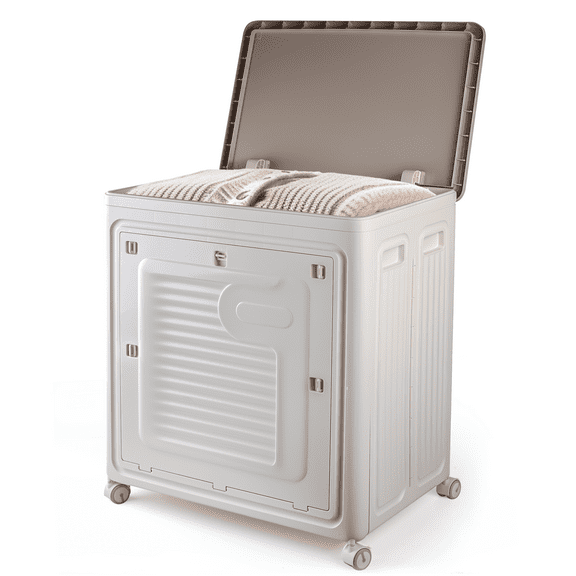 130L Extra Large Living Room Storage Organizer, Collapsible Sturdy Chest with Lids and Wheels,Storage Bin for Boys, Girls, Nursery, Playroom