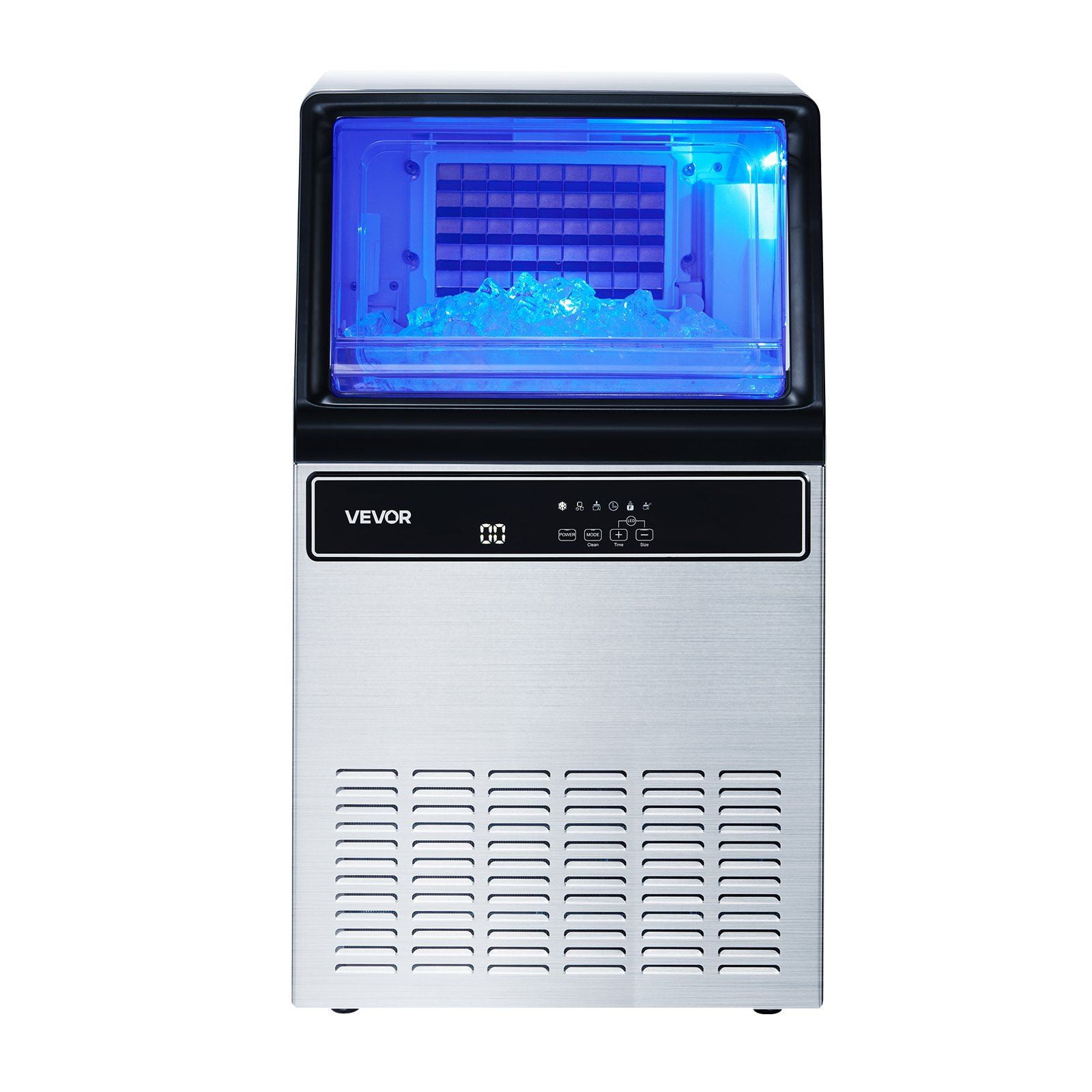 130Lbs per Day Ice Maker Machine, 33Lbs Storage, 45 Cubes/Cycle, Stainless Steel Commercial Grade with LED Display, Under Counter Installation