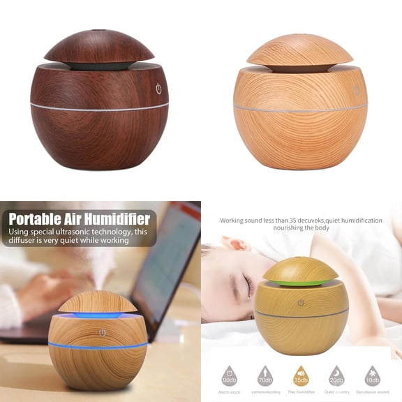 130ML Wood Grain Air Humidifier Purifier Diffuser USB Ultrasonic Cool Mist Sprayer Essential Oil Fragrance