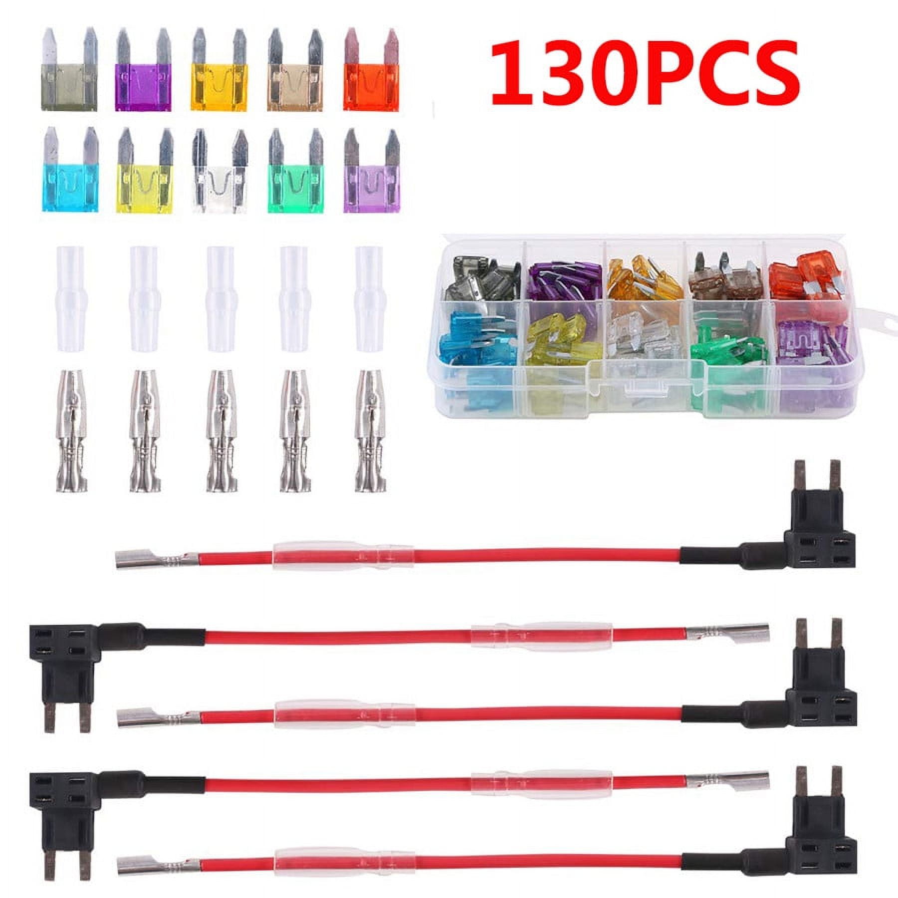 130Pcs 12V Car AddACircuit Fuse TAP Adapter Mini Blade Fuse Holder