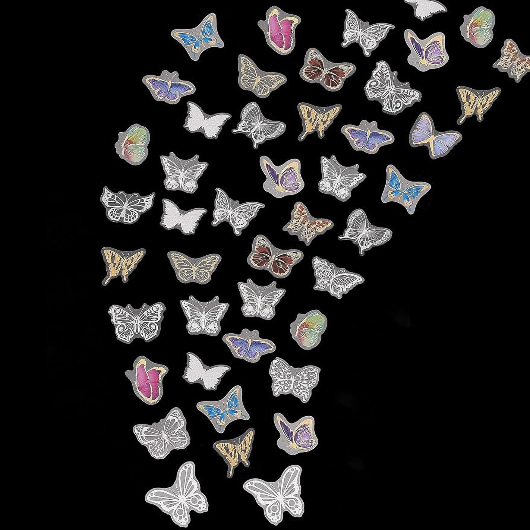 130Pcs 2Styles Large Size Holographic Sticker Butterfly PET Self ...