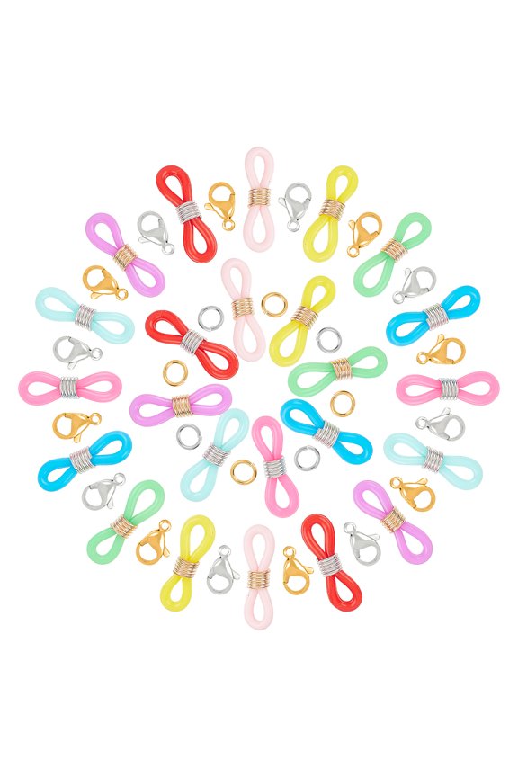 130Pcs 8 Colors Glasses Chain Ends Colorful Adjustable Eyeglass Chain Strap Necklace Loop Holder Anti-Slip Rubber Connectors Loop Safety Retainer