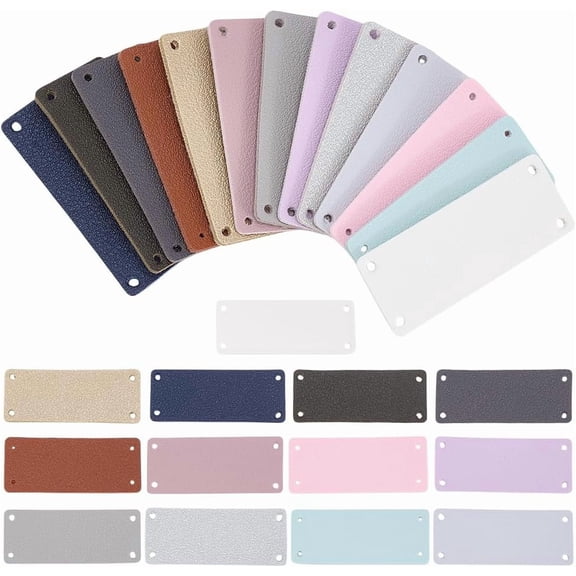 130Pcs Blank Leather Tag 13 Color PU Leather Label Tags Patches 2x0.8Inch Rectangle with Holes Leatherette for Handmade Item Embellishment Knit Accessories Jean Bag Shoe Hat Craft Supply colorful DIY