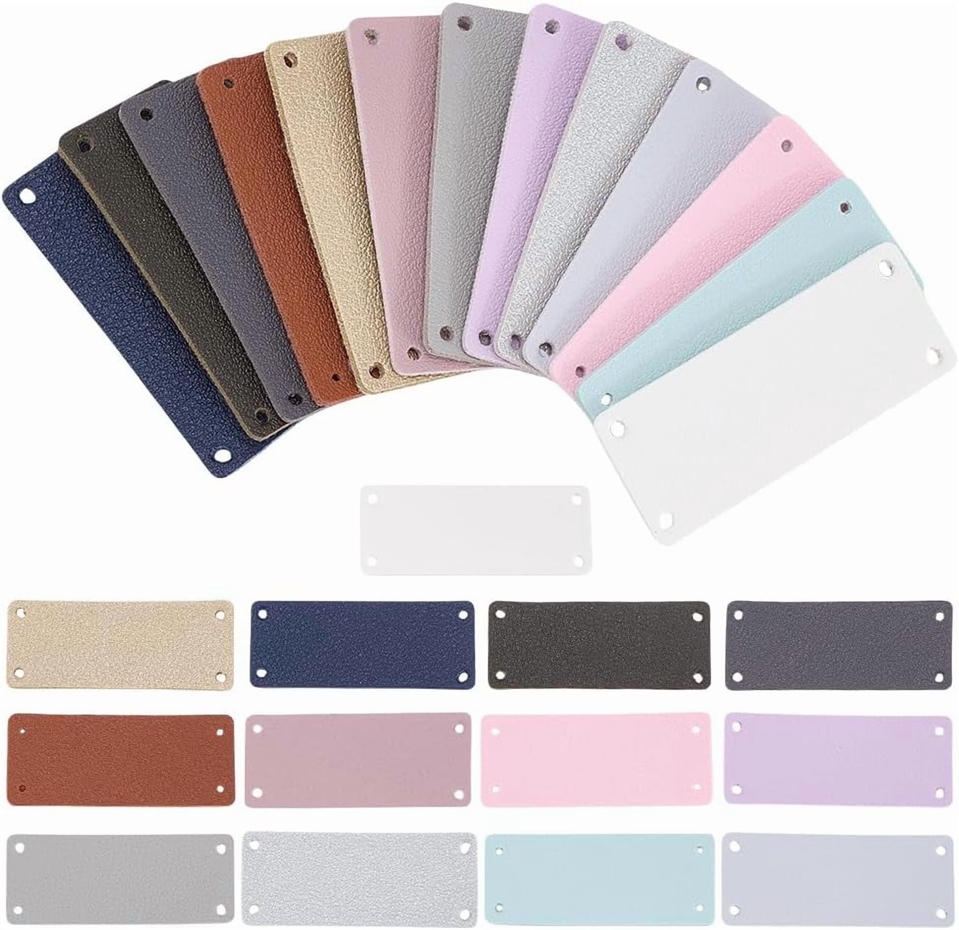 130Pcs Blank Leather Tag 13 Color PU Leather Label Tags Patches 2x0.8Inch Rectangle with Holes Leatherette for Handmade Item Embellishment Knit DIY Accessories Jean Bag Shoe Hat Craft Supply