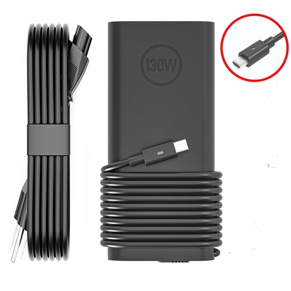 130W Laptop Charger USB C Type C Slim Power Adapter Compatible with Dell XPS 15 16 17 7590 9500 9510 9520 9700, Precision 3540 3550 5490 5540, Latitude 3550 5450 5500 5520 7430 7420 Supply Cord