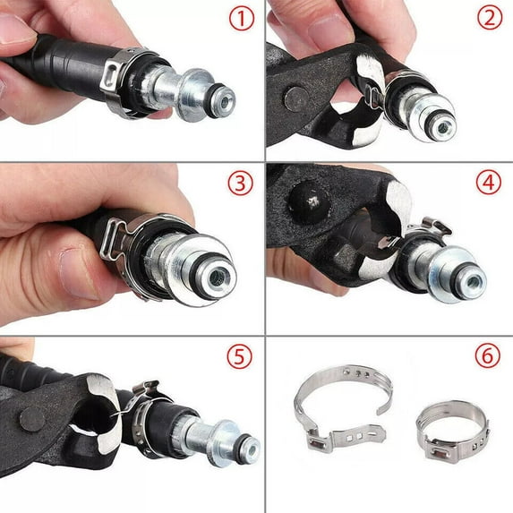 130X Assorted Hose Clamps Stainless Steel Ear Cinch Rings Crimp Pinch Kit /Plier